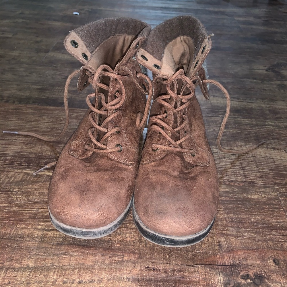brown sweater ankle booties